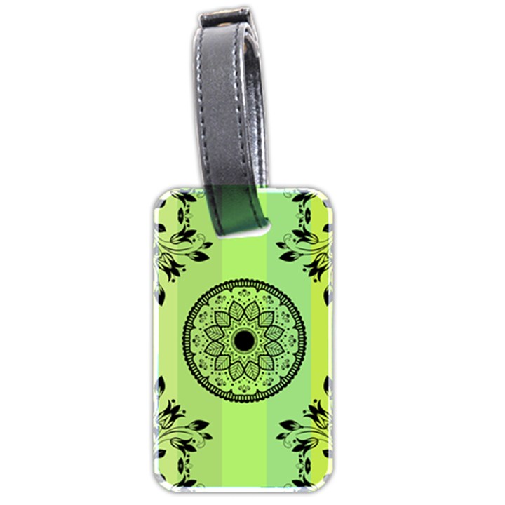 Green Grid Cute Flower Mandala Luggage Tag (two sides)