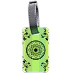 Green Grid Cute Flower Mandala Luggage Tag (two sides) Back