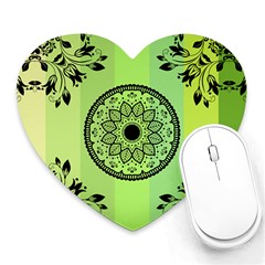 Green Grid Cute Flower Mandala Heart Mousepads