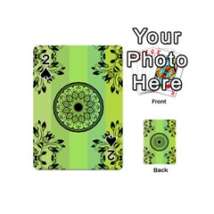 Green Grid Cute Flower Mandala Playing Cards 54 Designs (Mini)