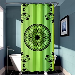 Green Grid Cute Flower Mandala Shower Curtain 36  X 72  (stall)  by Magicworlddreamarts1