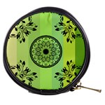 Green Grid Cute Flower Mandala Mini Makeup Bag Front