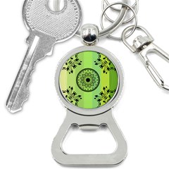 Green Grid Cute Flower Mandala Bottle Opener Key Chain