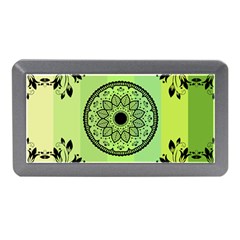 Green Grid Cute Flower Mandala Memory Card Reader (mini)