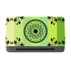 Green Grid Cute Flower Mandala Memory Card Reader with CF