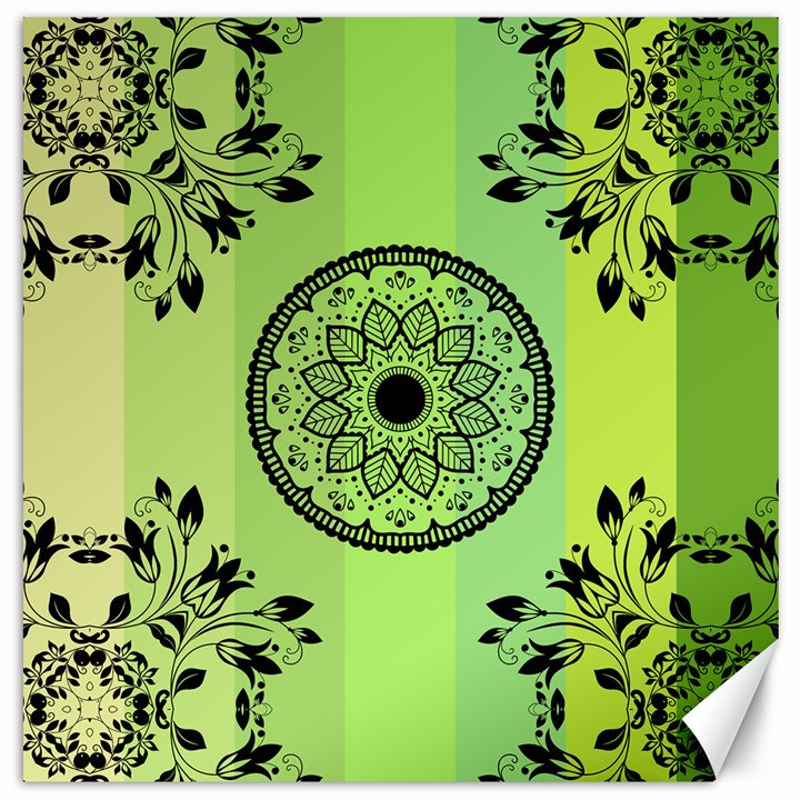 Green Grid Cute Flower Mandala Canvas 20  x 20 