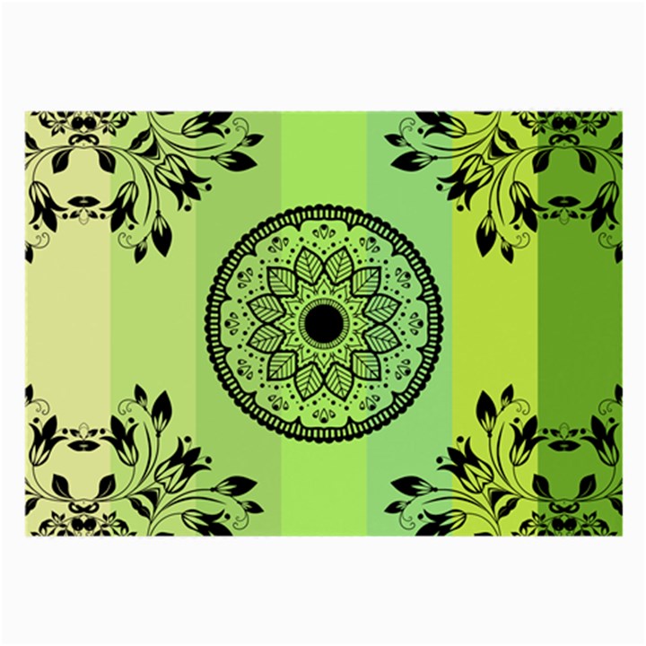 Green Grid Cute Flower Mandala Large Glasses Cloth