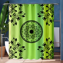 Green Grid Cute Flower Mandala Shower Curtain 60  X 72  (medium) 