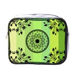 Green Grid Cute Flower Mandala Mini Toiletries Bag (One Side) Front