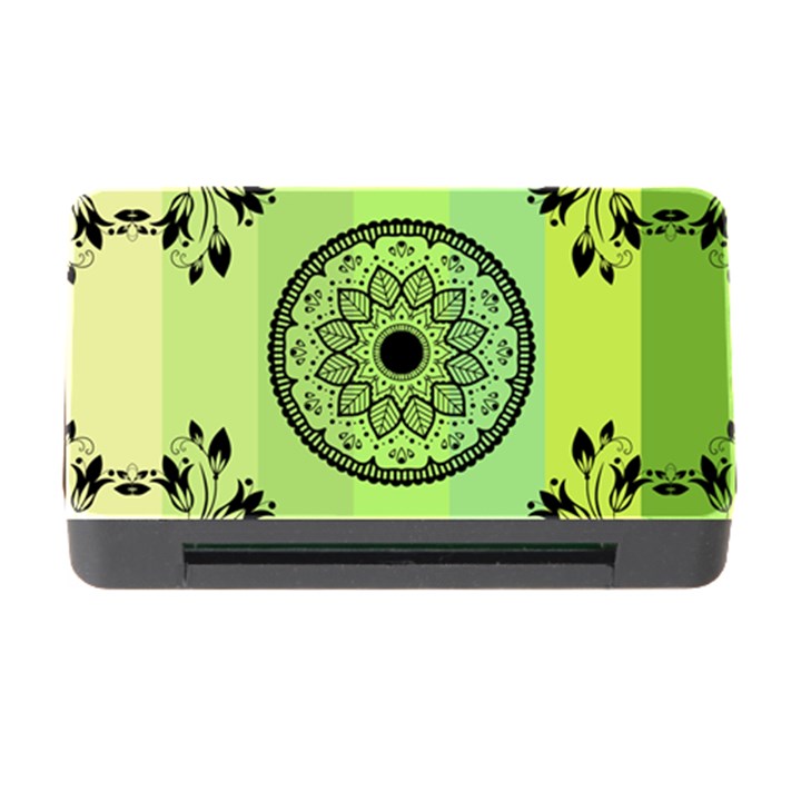 Green Grid Cute Flower Mandala Memory Card Reader with CF