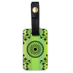 Green Grid Cute Flower Mandala Luggage Tag (one Side)