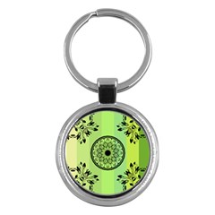 Green Grid Cute Flower Mandala Key Chain (round) by Magicworlddreamarts1