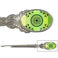 Green Grid Cute Flower Mandala Letter Opener by Magicworlddreamarts1