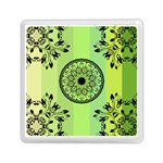 Green Grid Cute Flower Mandala Memory Card Reader (Square) Front