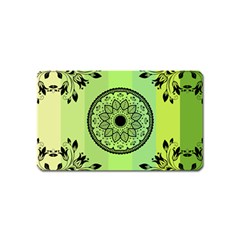 Green Grid Cute Flower Mandala Magnet (name Card)