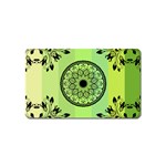 Green Grid Cute Flower Mandala Magnet (Name Card) Front