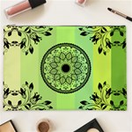 Green Grid Cute Flower Mandala Cosmetic Bag (XXL) Front