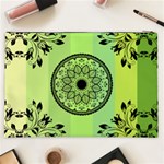 Green Grid Cute Flower Mandala Cosmetic Bag (XXL) Back