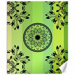 Green Grid Cute Flower Mandala Canvas 8  X 10  by Magicworlddreamarts1