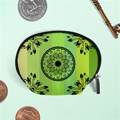 Green Grid Cute Flower Mandala Accessory Pouch (small)