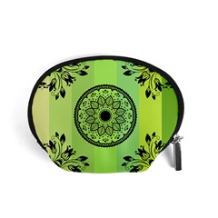 Green Grid Cute Flower Mandala Accessory Pouch (Small)