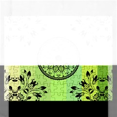 Green Grid Cute Flower Mandala Rectangular Jigsaw Puzzl