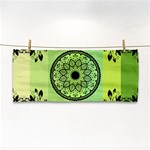 Green Grid Cute Flower Mandala Hand Towel Front