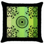 Green Grid Cute Flower Mandala Throw Pillow Case (Black) Front