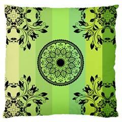 Green Grid Cute Flower Mandala Standard Flano Cushion Case (One Side)