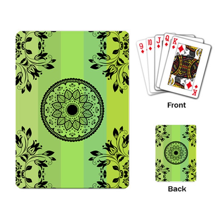 Green Grid Cute Flower Mandala Playing Cards Single Design (Rectangle)