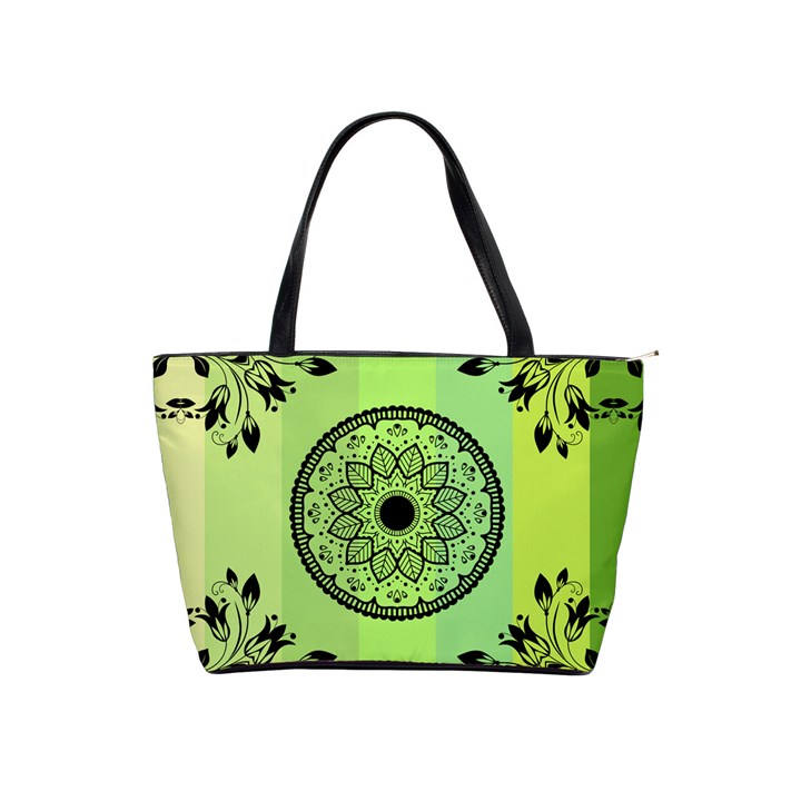 Green Grid Cute Flower Mandala Classic Shoulder Handbag