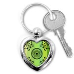 Green Grid Cute Flower Mandala Key Chain (Heart) Front