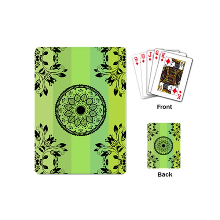 Green Grid Cute Flower Mandala Playing Cards Single Design (Mini)