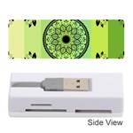 Green Grid Cute Flower Mandala Memory Card Reader (Stick) Front