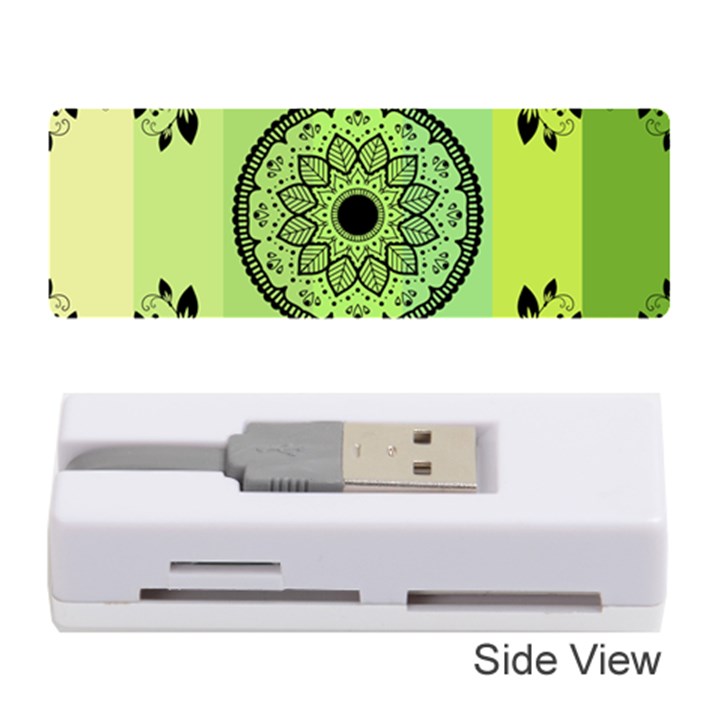 Green Grid Cute Flower Mandala Memory Card Reader (Stick)