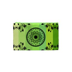 Green Grid Cute Flower Mandala Cosmetic Bag (xs) by Magicworlddreamarts1