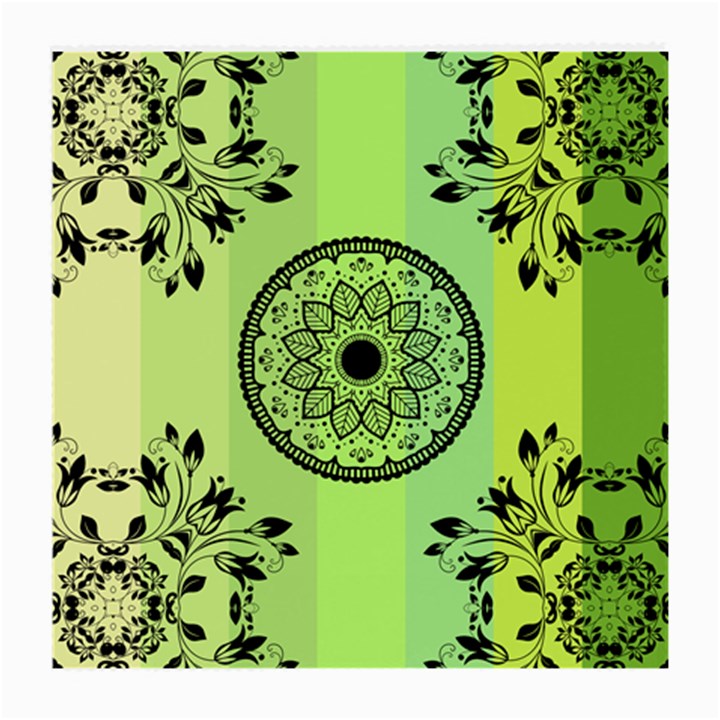 Green Grid Cute Flower Mandala Medium Glasses Cloth