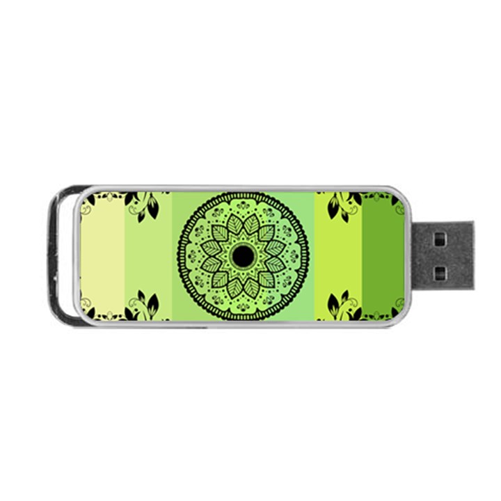 Green Grid Cute Flower Mandala Portable USB Flash (Two Sides)