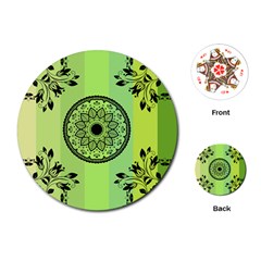 Green Grid Cute Flower Mandala Playing Cards Single Design (round)