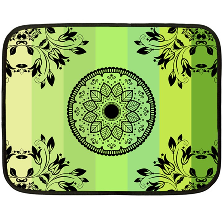 Green Grid Cute Flower Mandala Double Sided Fleece Blanket (Mini) 