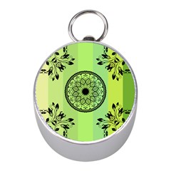 Green Grid Cute Flower Mandala Mini Silver Compasses by Magicworlddreamarts1