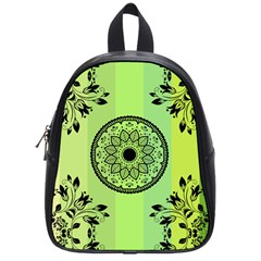 Green Grid Cute Flower Mandala School Bag (small) by Magicworlddreamarts1