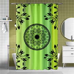 Green Grid Cute Flower Mandala Shower Curtain 48  X 72  (small)  by Magicworlddreamarts1