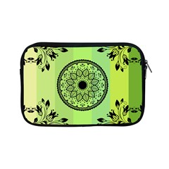 Green Grid Cute Flower Mandala Apple Ipad Mini Zipper Cases by Magicworlddreamarts1