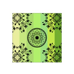 Green Grid Cute Flower Mandala Satin Bandana Scarf by Magicworlddreamarts1