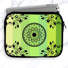 Green Grid Cute Flower Mandala Apple Ipad 2/3/4 Zipper Cases by Magicworlddreamarts1