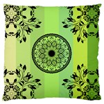 Green Grid Cute Flower Mandala Large Flano Cushion Case (One Side) Front