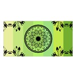 Green Grid Cute Flower Mandala Satin Shawl Front