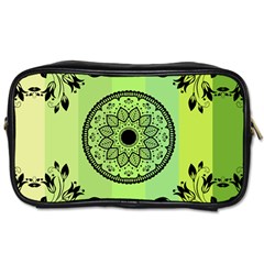 Green Grid Cute Flower Mandala Toiletries Bag (one Side)