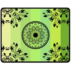 Green Grid Cute Flower Mandala Double Sided Fleece Blanket (medium)  by Magicworlddreamarts1